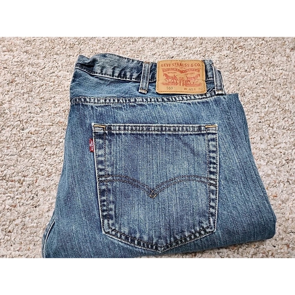 Levi's 559 Jeans Mens 40x32 Relaxed Straight Medium Wash Fade 38x31 Actual